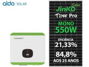 GERADOR DE ENERGIA SOLAR GROWATT METALICA PERFIL 55CM ROMAGNOLE GROWATT GF 12,1KWP JINKO TIGER PRO MONO 550W MIN 10KW 3MPPT MONO 220V