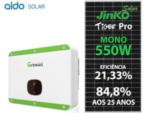 GERADOR DE ENERGIA SOLAR GROWATT METALICA PERFIL 55CM ROMAGNOLE GROWATT GF 24,2KWP JINKO TIGER PRO MONO 550W MID 25KW 2MPPT TRIF 380V