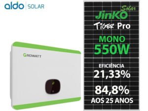 GERADOR DE ENERGIA SOLAR GROWATT METALICA PERFIL 55CM ROMAGNOLE GROWATT GF 35,2KWP JINKO TIGER PRO MONO 550W MID 36KW 4MPPT TRIF 380V