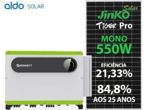 GERADOR DE ENERGIA SOLAR GROWATT METALICA PERFIL 55CM ROMAGNOLE GROWATT GF 313,5KWP JINKO TIGER PRO MONO 550W MAX-X 100KW 10MPPT TRIF 380V