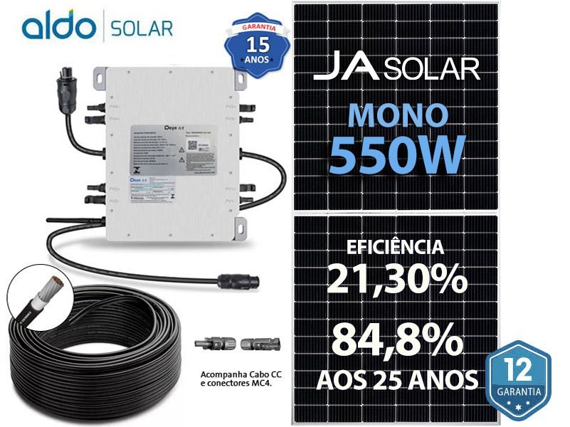 GERADOR DE ENERGIA SOLAR DEYE MICRO INVERSOR COLONIAL SOLAR GROUP DEYE MICROINVERSOR GF 4,4KWP JA DEEP BLUE MONO 550W SUN 2KW 4MPPT MONO 220V COM CABO