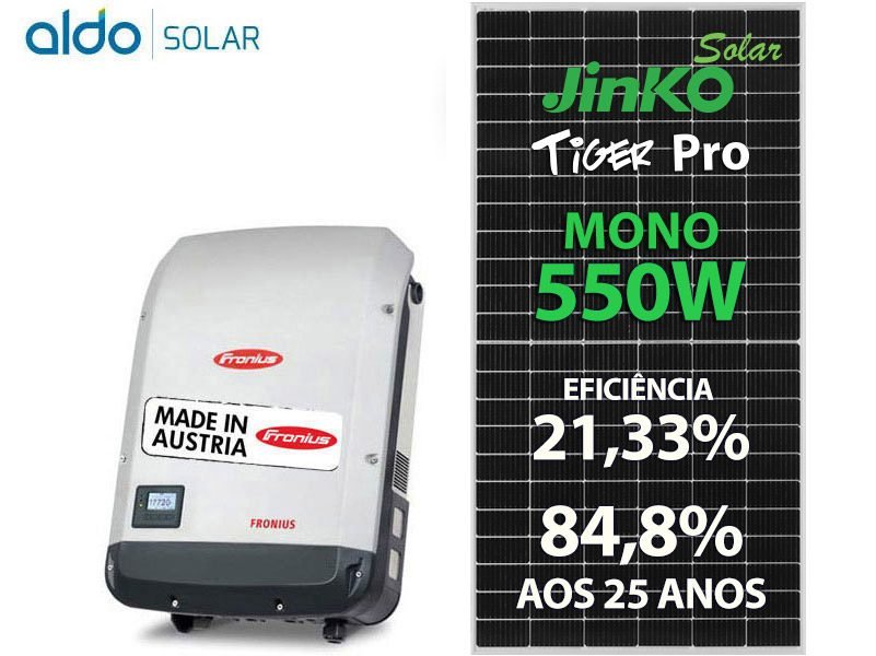 GERADOR DE ENERGIA SOLAR FRONIUS SEM ESTRUTURA FRONIUS GF 3,85KWP JINKO TIGER PRO MONO 550W PRIMO 3KW 2MPPT MONO 220V