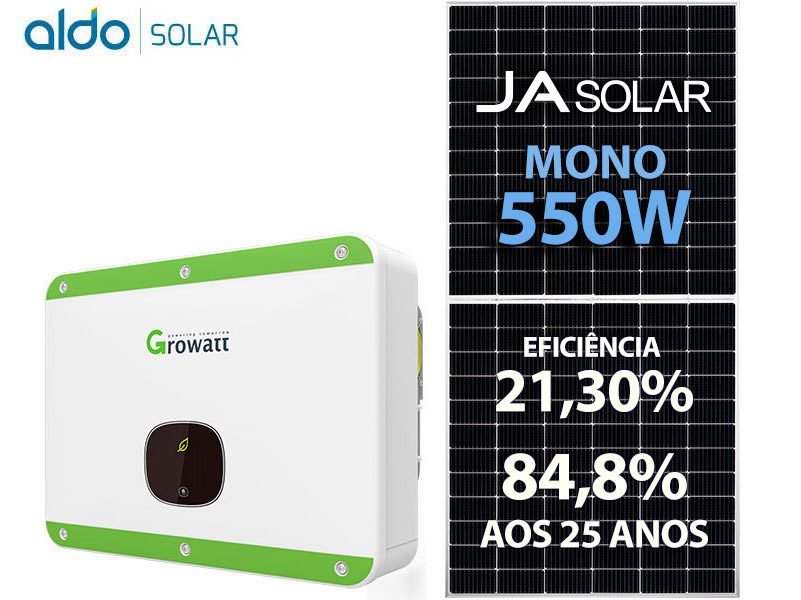 GERADOR DE ENERGIA SOLAR GROWATT METALICA PERFIL 55CM ROMAGNOLE GROWATT GF 17,6KWP JA DEEP BLUE MONO 550W MID 15KW 4MPPT TRIF 220V