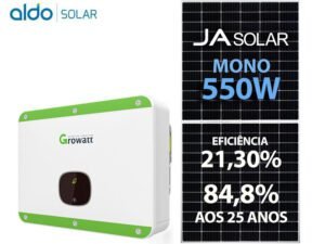 GERADOR DE ENERGIA SOLAR GROWATT METALICA PERFIL 55CM ROMAGNOLE GROWATT GF 18,7KWP JA DEEP BLUE MONO 550W MID 15KW 4MPPT TRIF 220V