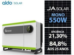 GERADOR DE ENERGIA SOLAR GROWATT METALICA PERFIL 55CM ROMAGNOLE GROWATT GF 165KWP JA DEEP BLUE MONO 550W MAX 75KW 7MPPT TRIF 380V