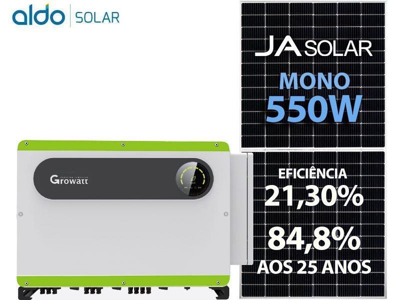GERADOR DE ENERGIA SOLAR GROWATT METALICA PERFIL 55CM ROMAGNOLE GROWATT GF 715KWP JA DEEP BLUE MONO 550W MAX-X 100KW 10MPPT TRIF 380V