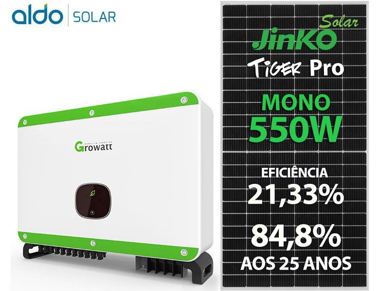 GERADOR DE ENERGIA SOLAR GROWATT COLONIAL SOLAR GROUP GROWATT GF 28,6KWP JINKO TIGER PRO MONO 550W MAC 25KW 3MPPT TRIF 220V