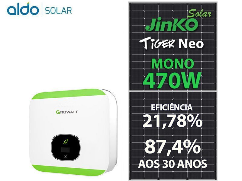 GERADOR DE ENERGIA SOLAR GROWATT COLONIAL SOLAR GROUP GROWATT GF 5,17KWP JINKO TIGER NEO MONO 470W MIN 5KW 2MPPT MONO 220V