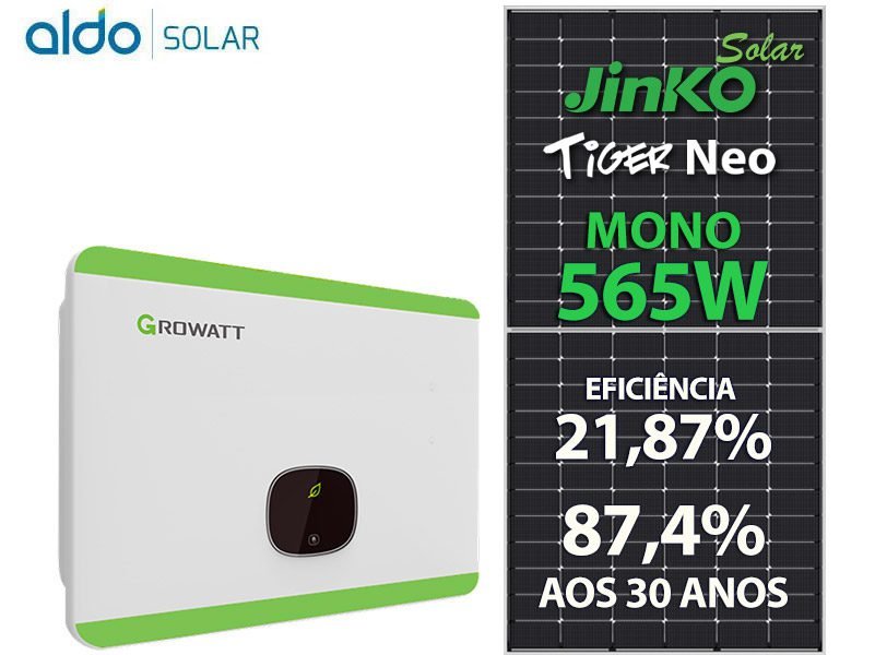 GERADOR DE ENERGIA SOLAR GROWATT COLONIAL SOLAR GROUP GROWATT GF 33,9KWP JINKO TIGER NEO MONO 565W MID 36KW 4MPPT TRIF 380V