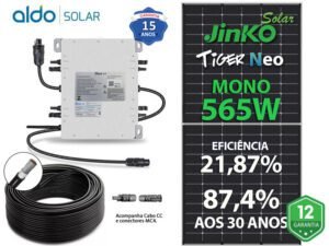 GERADOR DE ENERGIA SOLAR DEYE MICRO INVERSOR SOLO ROMAGNOLE DEYE MICROINVERSOR GF 1,695KWP JINKO TIGER NEO MONO 565W SUN 2KW 4MPPT MONO 220V COM CABO
