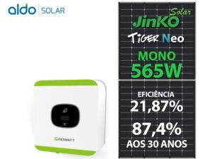 GERADOR DE ENERGIA SOLAR GROWATT METALICA PERFIL 55CM ROMAGNOLE GROWATT GF 2,83KWP JINKO TIGER NEO MONO 565W MIC 3KW 1MPPT MONO 220V