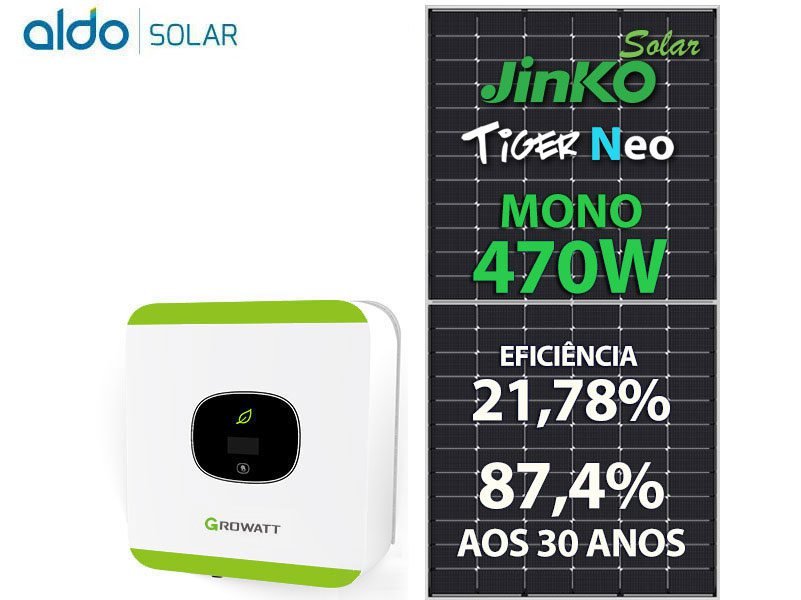 GERADOR DE ENERGIA SOLAR GROWATT COLONIAL SOLAR GROUP GROWATT GF 3,29KWP JINKO TIGER NEO MONO 470W MIC 2.5KW 1MPPT MONO 220V