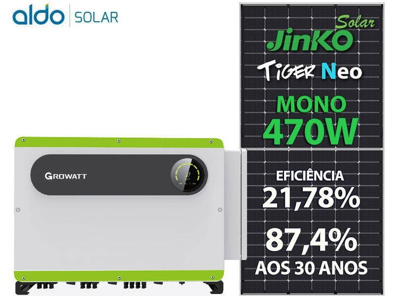 GERADOR DE ENERGIA SOLAR GROWATT COLONIAL SOLAR GROUP GROWATT GF 564KWP JINKO TIGER NEO MONO 470W MAX-X 100KW 10MPPT TRIF 380V
