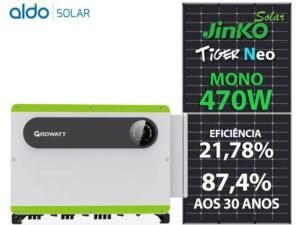 GERADOR DE ENERGIA SOLAR GROWATT METALICA PERFIL 55CM ROMAGNOLE GROWATT GF 2256KWP JINKO TIGER NEO MONO 470W MAX 250KW 12MPPT TRIF 800V