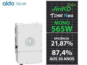 GERADOR DE ENERGIA SOLAR DEYE HIBRIDO ROSCA DUPLA MADEIRA ROMAGNOLE DEYE GF 7,91KWP JINKO TIGER NEO MONO 565W SUN 8KW HIBRIDO 2MPPT BIF 127/220