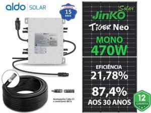 GERADOR DE ENERGIA SOLAR DEYE MICRO INVERSOR SOLO ROMAGNOLE DEYE MICROINVERSOR GF 6,58KWP JINKO TIGER NEO MONO 470W SUN 2KW 4MPPT MONO 220V COM CABO