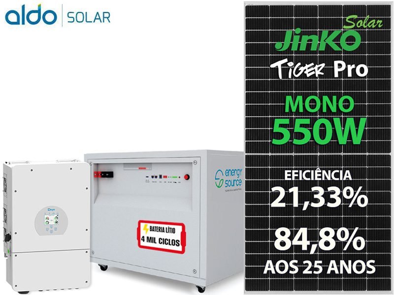 GERADOR DE ENERGIA SOLAR DEYE HIBRIDO COLONIAL SOLAR GROUP DEYE GF 6,05KWP JINKO TIGER PRO MONO 550W SUN 8KW HIBRIDO 2MPPT BIF 127/220