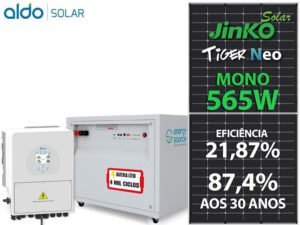 GERADOR DE ENERGIA SOLAR DEYE HIBRIDO COLONIAL SOLAR GROUP DEYE GF 6,215KWP JINKO TIGER NEO MONO 565W SUN 5KW HIBRIDO 2MPPT MONO 220V