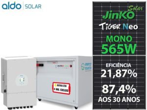 GERADOR DE ENERGIA SOLAR DEYE HIBRIDO COLONIAL SOLAR GROUP DEYE GF 11,865KWP JINKO TIGER NEO MONO 565W SUN 10KW HIBRIDO 2MPPT TRIF 380