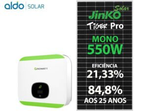 GERADOR DE ENERGIA SOLAR GROWATT METALICA PERFIL 55CM ROMAGNOLE GROWATT GF 4,95KWP JINKO TIGER PRO MONO 550W MIN 6KW 2MPPT MONO 220V