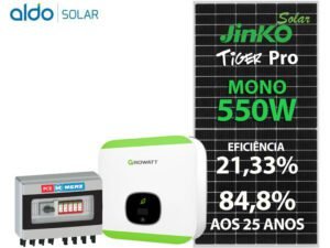 GERADOR DE ENERGIA SOLAR GROWATT METALICA PERFIL 55CM ROMAGNOLE GROWATT GF 3,3KWP JINKO TIGER PRO MONO 550W MIN 5KW 2MPPT MONO 220V