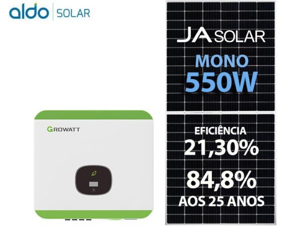 GERADOR DE ENERGIA SOLAR GROWATT METALICA PERFIL 55CM ROMAGNOLE GROWATT GF 8,8KWP JA DEEP BLUE MONO 550W MIN 10KW 3MPPT MONO 220V