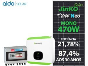 GERADOR DE ENERGIA SOLAR GROWATT METALICA PERFIL 55CM ROMAGNOLE GROWATT GF 3,76KWP JINKO TIGER NEO MONO 470W MIN 5KW 2MPPT MONO 220V