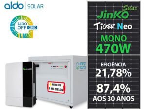 GERADOR DE ENERGIA SOLAR GROWATT OFF GRID COLONIAL SOLAR GROUP GROWATT GF 2,82KWP SPF ES 5KVA MPPT MONO 220V ENERGY SOURCE LITIO 9KWH