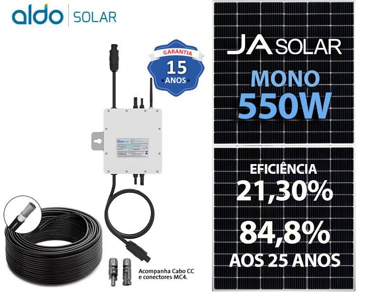 GERADOR DE ENERGIA SOLAR DEYE MICRO INVERSOR COLONIAL SOLAR GROUP DEYE MICROINVERSOR GF 1,1KWP JA DEEP BLUE MONO 550W SUN 1KW 2MPPT MONO 220V COM CABO