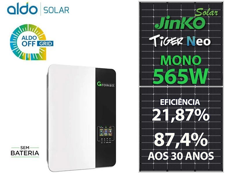 GERADOR DE ENERGIA SOLAR GROWATT OFF GRID COLONIAL SOLAR GROUP GROWATT GF 5,65KWP SPF ES 5KVA MPPT MONO 220V