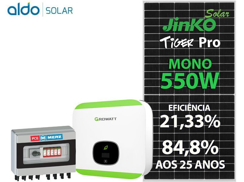 GERADOR DE ENERGIA SOLAR GROWATT HIBRIDO COLONIALSOLAR GROUP GROWATT GF 4,95KWP JINKO TIGER PRO MONO 550W MIN-XH HIBRIDO 3KW 2MPPT MONO 220