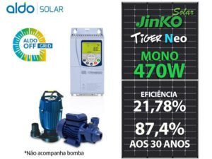 GERADOR DE ENERGIA SOLAR DRIVE PARA MOTOBOMBA ROSCA DUPLA MADEIRA ROMAGNOLE MOTOBOMBA GEB 52,64KWP JINKO TIGER NEO MONO 470W DRIVE CFW500 TRIFASICO 380V 25C
