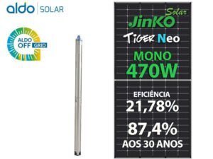 GERADOR DE ENERGIA SOLAR BOMBA SOLAR ONDULADA ROMAGNOLE BOMBA SOLAR GEB 1,88KWP JINKO TIGER NEO MONO 470W 2.750L/H 60M ATE 16.500L/DIA