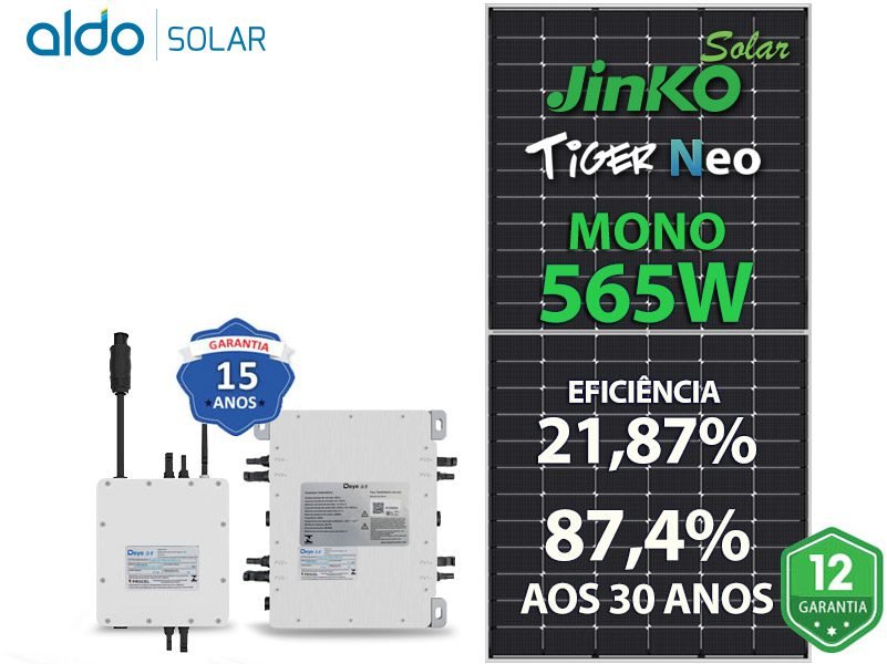 GERADOR DE ENERGIA SOLAR DEYE MICRO INVERSOR COLONIAL SOLAR GROUP DEYE MICROINVERSOR GF 10,17KWP JINKO TIGER NEO MONO 565W SUN 1KW 2MPPT + 2KW 4MPPT MONO