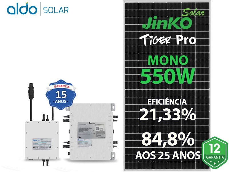 GERADOR DE ENERGIA SOLAR DEYE MICRO INVERSOR LAJE SOLAR GROUP DEYE MICROINVERSOR GF 9,9KWP JINKO TIGER PRO MONO 550W SUN 1KW 2MPPT + 2KW 4MPPT MONO 220