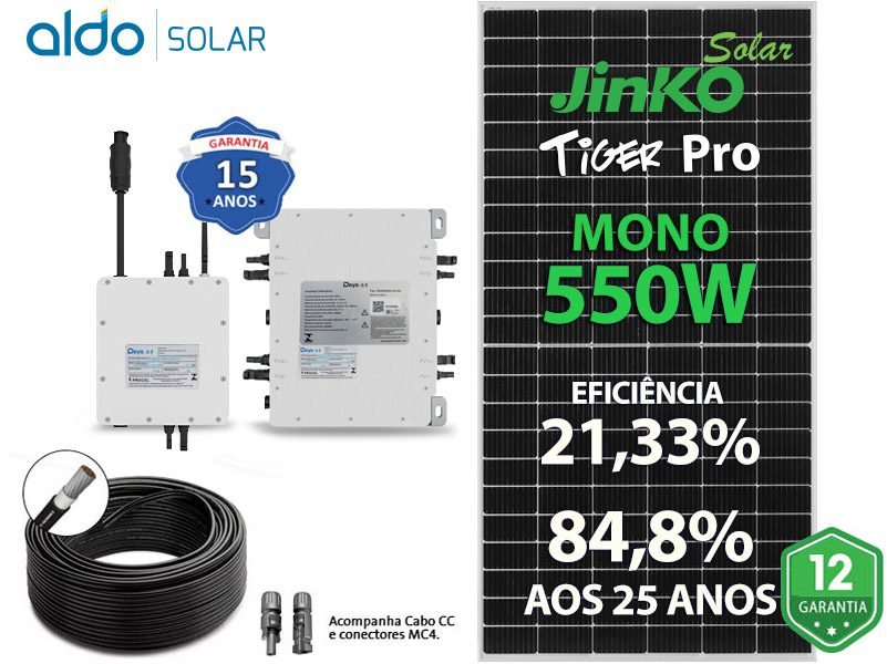 GERADOR DE ENERGIA SOLAR DEYE MICRO INVERSOR COLONIAL SOLAR GROUP DEYE MICROINVERSOR GF 3,3KWP JINKO TIGER PRO MONO 550W SUN 1KW 2MPPT + 2KW 4MPPT MONO 220