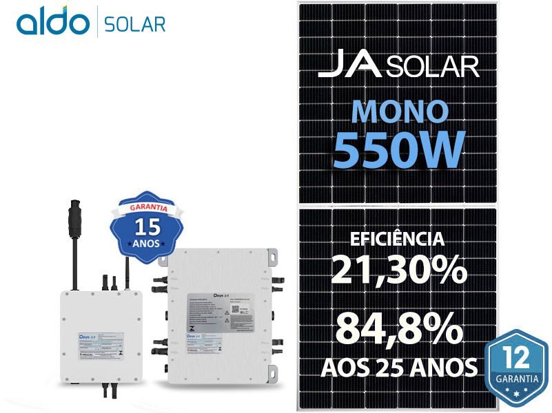GERADOR DE ENERGIA SOLAR DEYE MICRO INVERSOR COLONIAL SOLAR GROUP DEYE MICROINVERSOR GF 3,3KWP JA DEEP BLUE MONO 550W SUN 1KW 2MPPT + 2KW 4MPPT MONO 220V